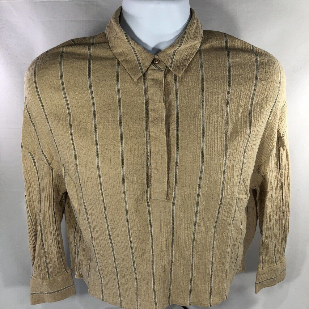 Urban Outfitters Beige Striped Button-Down Shirt